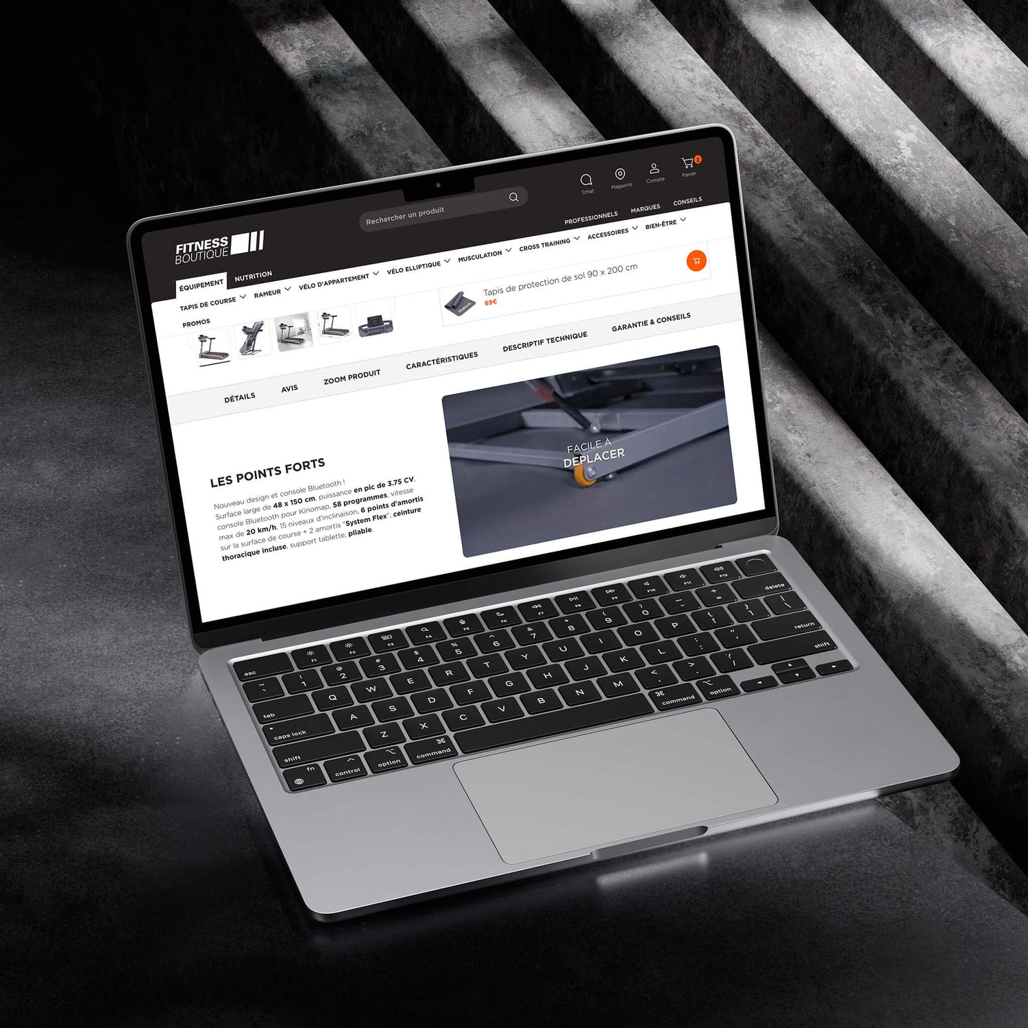 Refonte de l'interface desktop de Fitness Boutique sous Shopify Plus