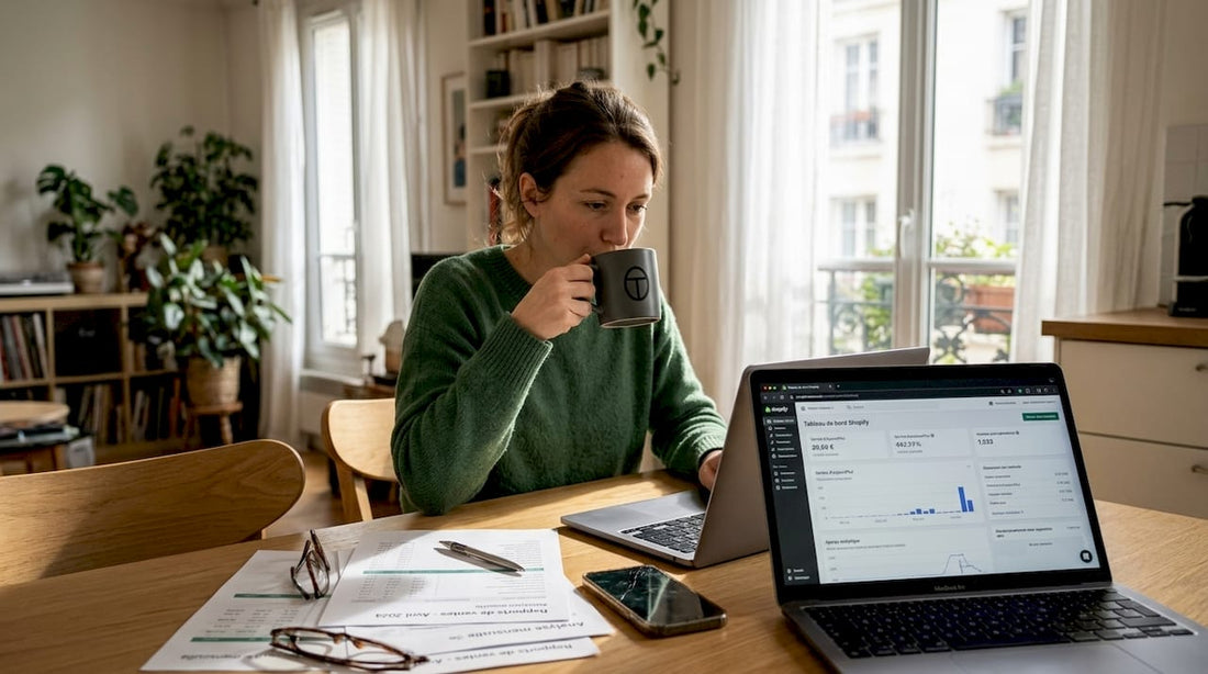 Commerçant en ligne étudiant le comportement de ses clients sur Shopify