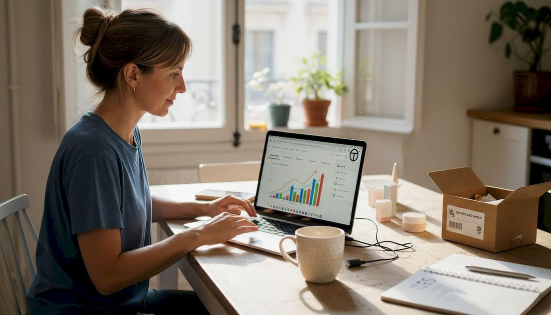 Entrepreneure dans la beauté, elle fait tourner sa boutique Shopify directement depuis chez elle.