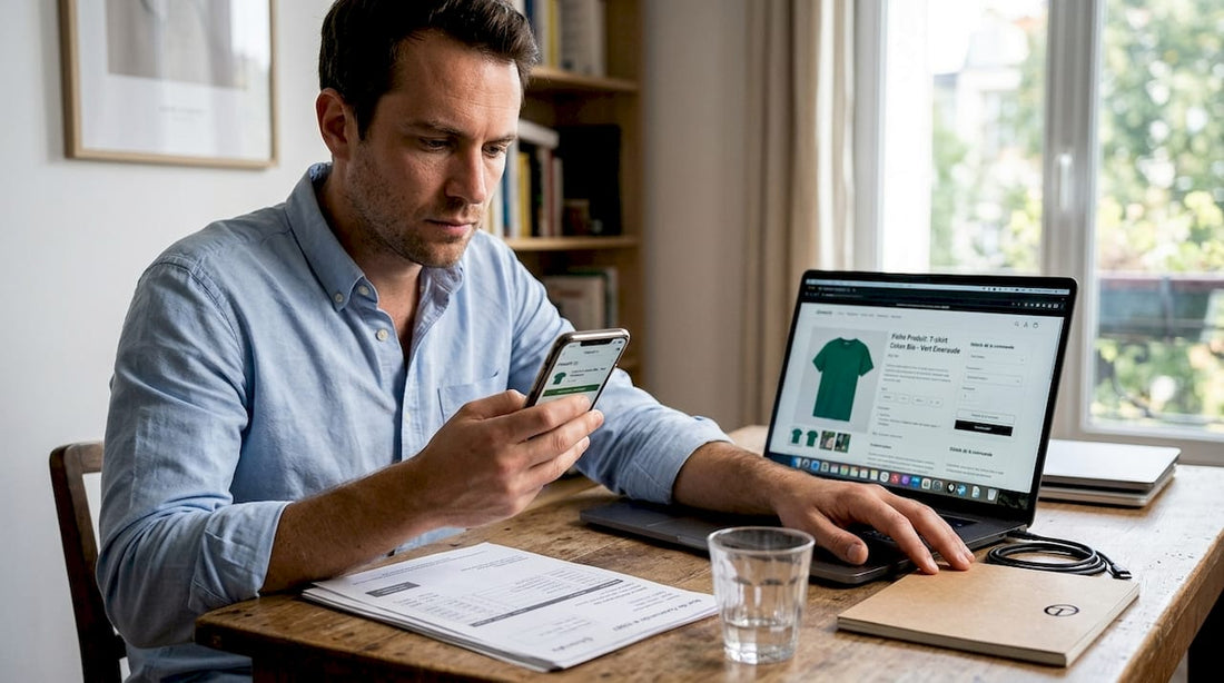 Propriétaire d’une boutique Shopify en train de vérifier l’affichage du site sur différents appareils