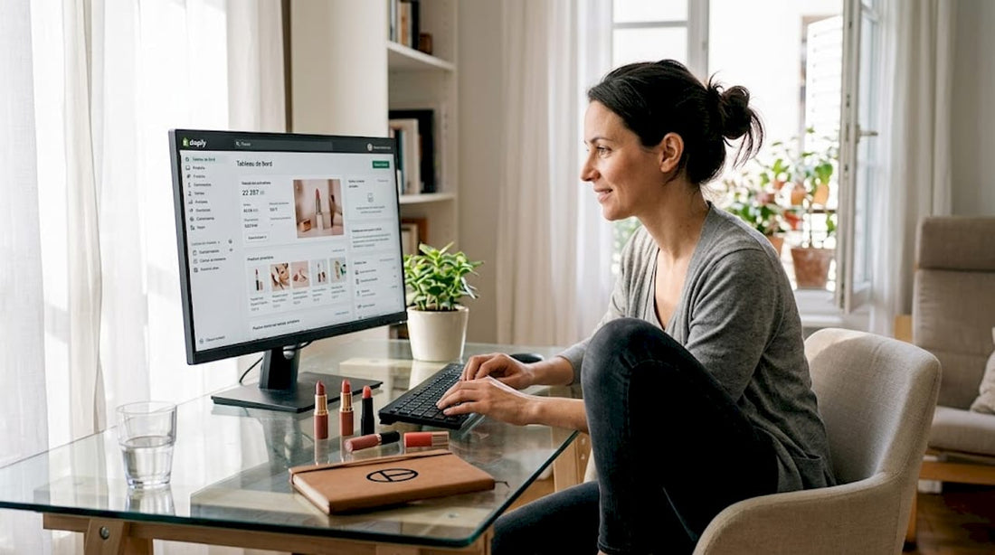 Le responsable examine le design animé du site beauté sur Shopify.